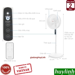 Quạt đứng Tefal TB Silence Plus VH689690 - 80W - Có Remote - Sản xuất tại Việt Nam