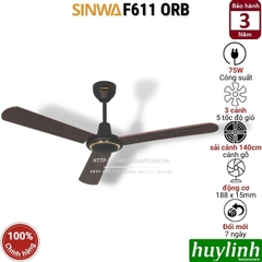 Quạt Trần Cánh Gỗ Sinwa F611 ORB - 3 Cánh