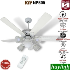 Quạt trần đèn Kim Thuận Phong KTP NP505 - cánh gỗ