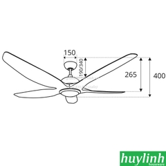 Quạt trần đèn LED Sinwa TC29 - 5 cánh - DC inverter