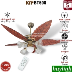 Quạt trần đèn cánh gỗ hình lá Kim Thuận Phong KTP BT508