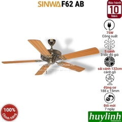 Quạt trần trang trí cánh gỗ Sinwa F62 AB - 5 cánh