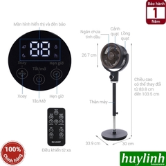 Quạt cây đứng tuần hoàn không khí Sharp PJ-CD433V-H - động cơ DC 20W - 3 cánh 99 tốc độ gió