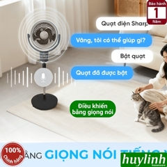 Quạt cây đứng tuần hoàn không khí Sharp PJ-CD433V-H - động cơ DC 20W - 3 cánh 99 tốc độ gió
