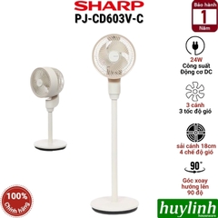 Quạt cây đứng tuần hoàn không khí Sharp PJ-CD603V-C - động cơ DC 24W - 3 cánh 3 tốc độ gió