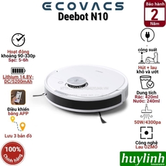 Robot Hút Bụi Lau Nhà Thông Minh Ecovacs Deebot N10 [DBX41] - Bản Quốc Tế