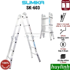 Thang nhôm gấp đa năng 4 đoạn Sumika SK-603 - 3.4 mét