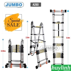 Thang Nhôm Rút Đôi Jumbo A280 - 5.6 Mét