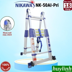 Thang nhôm rút đôi chữ A Nikawa NK-50AI PRI - 5 mét - Có bánh xe