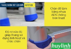 Thang nhôm rút đơn Advindeq ADT212B - 3.8 mét - Tặng chốt chống kẹt tay