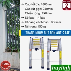 Thang nhôm rút đơn đai nhôm Advindeq ADT214F - 4.8 mét