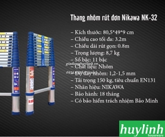 Thang nhôm rút đơn Nikawa NK-32 NEW - 3.2 mét - Tặng đệm cao su