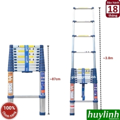 Thang nhôm rút đơn Nikawa NK-38 NEW - 3.8 mét - Tặng đệm cao su