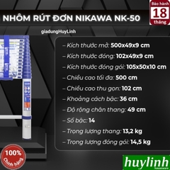 Thang nhôm rút đơn Nikawa NK-50 NEW - 5 mét - Tặng đệm cao su