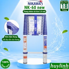 Thang nhôm rút đơn Nikawa NK-60 NEW - 5.8 mét [Mới 2025] - Tặng đệm cao su