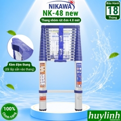Thang nhôm rút đơn Nikawa NK-48 NEW - 4.8 mét - Tặng đệm cao su