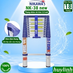 Thang nhôm rút đơn Nikawa NK-38 NEW - 3.8 mét - Tặng đệm cao su