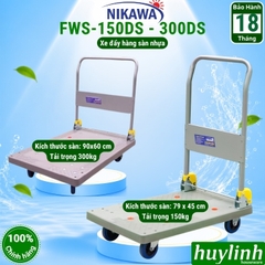 Xe kéo đẩy hàng sàn nhựa Nikawa FWS-150DS (Tải trọng 150kg) - FWS-300DS (Tải trọng 300kg) - Mẫu mới Êm hơn