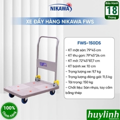 Xe kéo đẩy hàng sàn nhựa Nikawa FWS-150DS (Tải trọng 150kg) - FWS-300DS (Tải trọng 300kg) - Mẫu mới Êm hơn