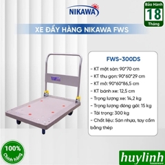 Xe kéo đẩy hàng sàn nhựa Nikawa FWS-150DS (Tải trọng 150kg) - FWS-300DS (Tải trọng 300kg) - Mẫu mới Êm hơn