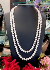 Chuỗi Vòng Cổ Ngọc Trai Dáng Dài 8li Ovan