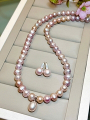 Bộ Chuỗi Ngọc Trai Giọt Nước - Hoa Tai Bạc