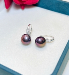 Hoa Tai Gót Hài Ngọc Trai Thật Khung Bằng Bạc