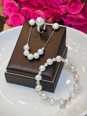 Bộ Trang Sức Ngọc Trai Trắng Chế Tác Bạc