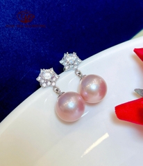 Hoa Tai Ngọc Trai Hồng Tím Cao Cấp