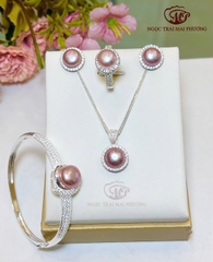Bộ Ngọc Trai Hồng Tím Thanh Lịch