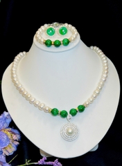 Bộ Chuỗi Ngọc Trai Sang Trọng. Trang Sức Chế Tác Bạc