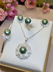 Bộ Trang Sức Ngọc Trai Chế Tác Bạc Sang Trọng