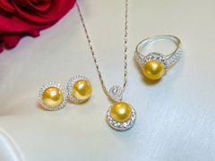 Bộ Ngọc Trai Vàng Kim Chế Tác Bạc