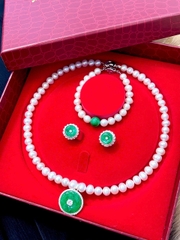 Bộ Ngọc Trai Trang Sức Bạc . Món Quà Tặng Yêu Thương