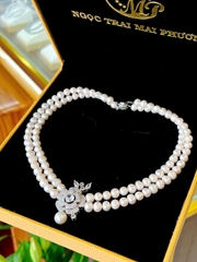 Chuỗi vòng cổ đôi ngọc trai 7-8li ovan