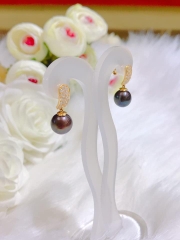 Hoa Tai Ngọc Trai Đen Ánh Rêu Sang Trọng