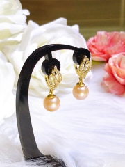 Hoa Tai Ngọc Trai Hồng Cam Xinh Xắn