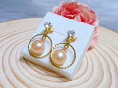 Hoa Tai Ngọc Trai Hồng Cam Duyên Dáng