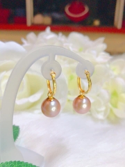 Hoa Tai Ngọc Trai Tím Khoen Tròn Thanh Lịch