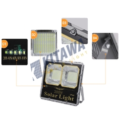 Đèn Pha 200W Năng Lượng Mặt Trời K-DP3200 - 2 Mắt Phản Quang Sáng Rộng