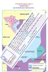 Lược đồ thể hiện phạm vi biển, đảo Việt Nam (Tranh giấy)