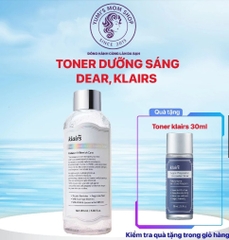 (Tặng toner Klairs mini 30ml tím) Dear, Klairs Nước hoa hồng hỗ trợ làm sáng da Freshly Juiced Vitamin Essence Toner 180ml