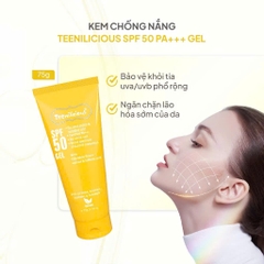 Kem Chống Nắng Teenilicious SPF 50 Gel PA+++ Dạng Gel Mỏng Nhẹ Kiềm Dầu Phù Hợp Da Dầu Mụn, Nhạy Cảm 15g