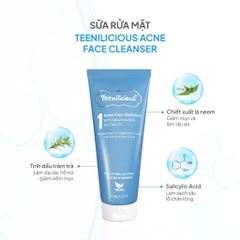 Sữa Rửa Mặt Teenilicious Acne Face Cleanser Sạch Mụn, Giảm Mụn Đầu Đen Phù Hợp Da Mụn & Nhạy Cảm 60g