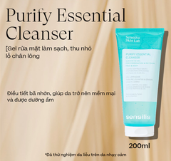 Gel rửa mặt kiểm soát nhờn cho da dầu mụn Sensilis Purify Essential Cleanser 200ml