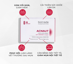Viên uống hỗ trợ giảm mụn, kiềm dầu Biotrade Acnaut Food Supplement Hộp 30 viên