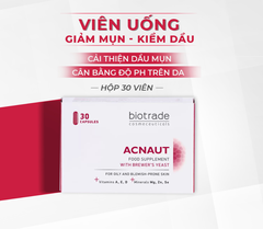 Viên uống hỗ trợ giảm mụn, kiềm dầu Biotrade Acnaut Food Supplement Hộp 30 viên