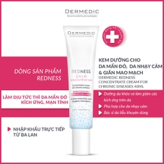 Kem dưỡng phục hồi da mỏng yếu nhạy cảm Dermedic Redness Calm Concentrate Cream For Chronic Diseases 40ml