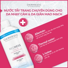 Nước tẩy trang Dermedic cho da nhạy cảm, mẩn đỏ REDNESS Micellar Water H2O 500ml