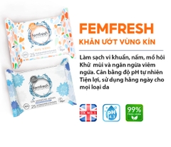 Khăn giấy ướt vệ sinh vùng kín phụ nữ cao cấp Femfresh Wipes